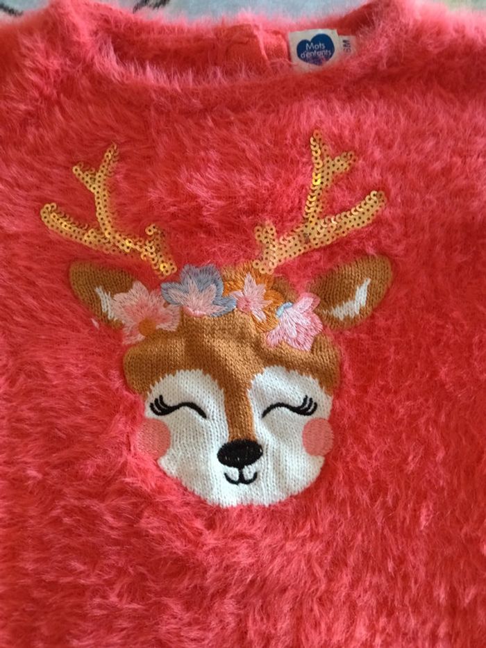 Pull biche mot d'enfant 36 mois - photo numéro 2