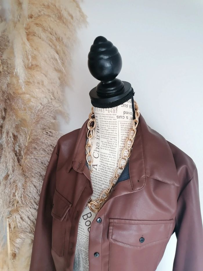 Veste cuir taille M marron - photo numéro 2