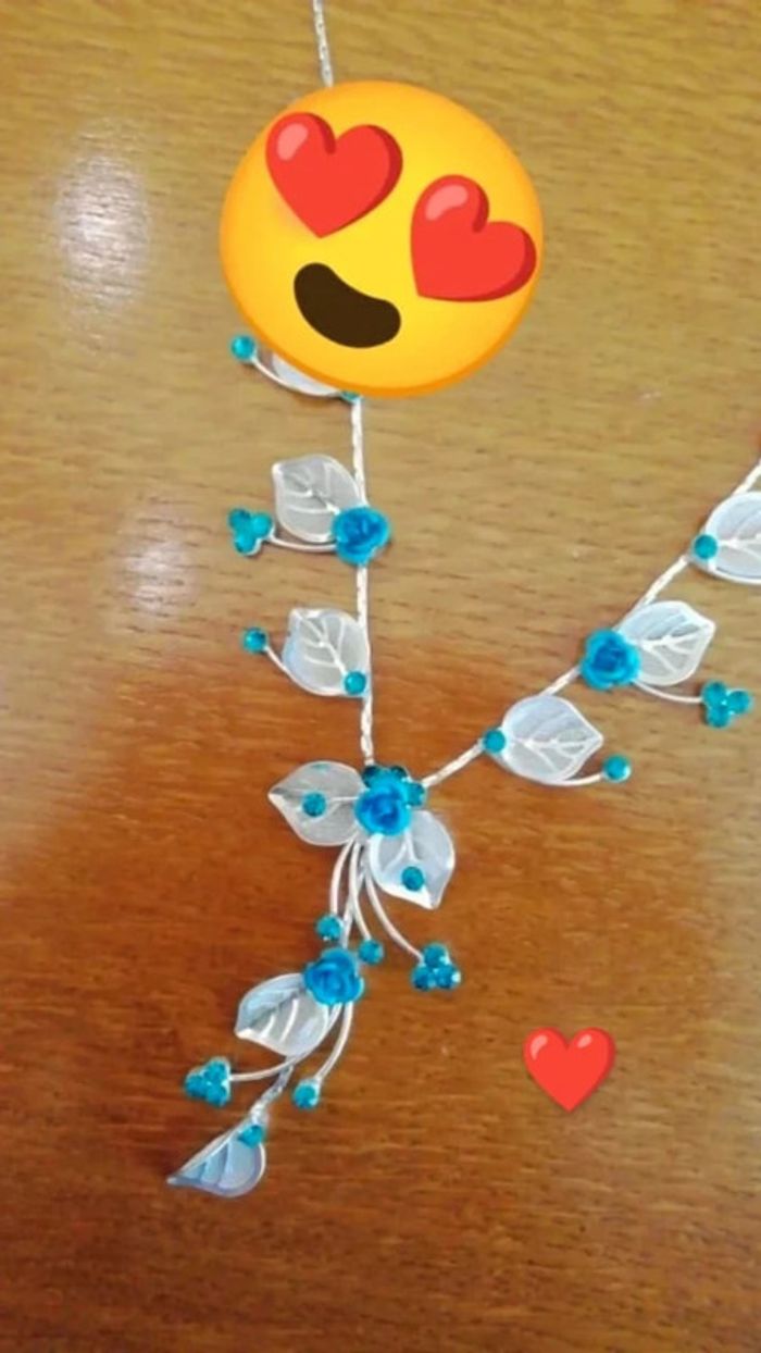 Collier neuf bleu forme de rose vintage y2k - photo numéro 3