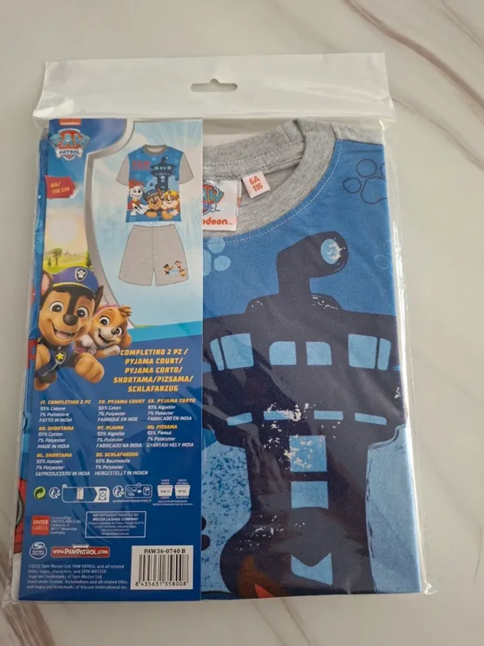 Ensemble short Tee-shirt Pat Patrouille Paw Patrol neuf avec étiquette taille 6 ans - photo numéro 2