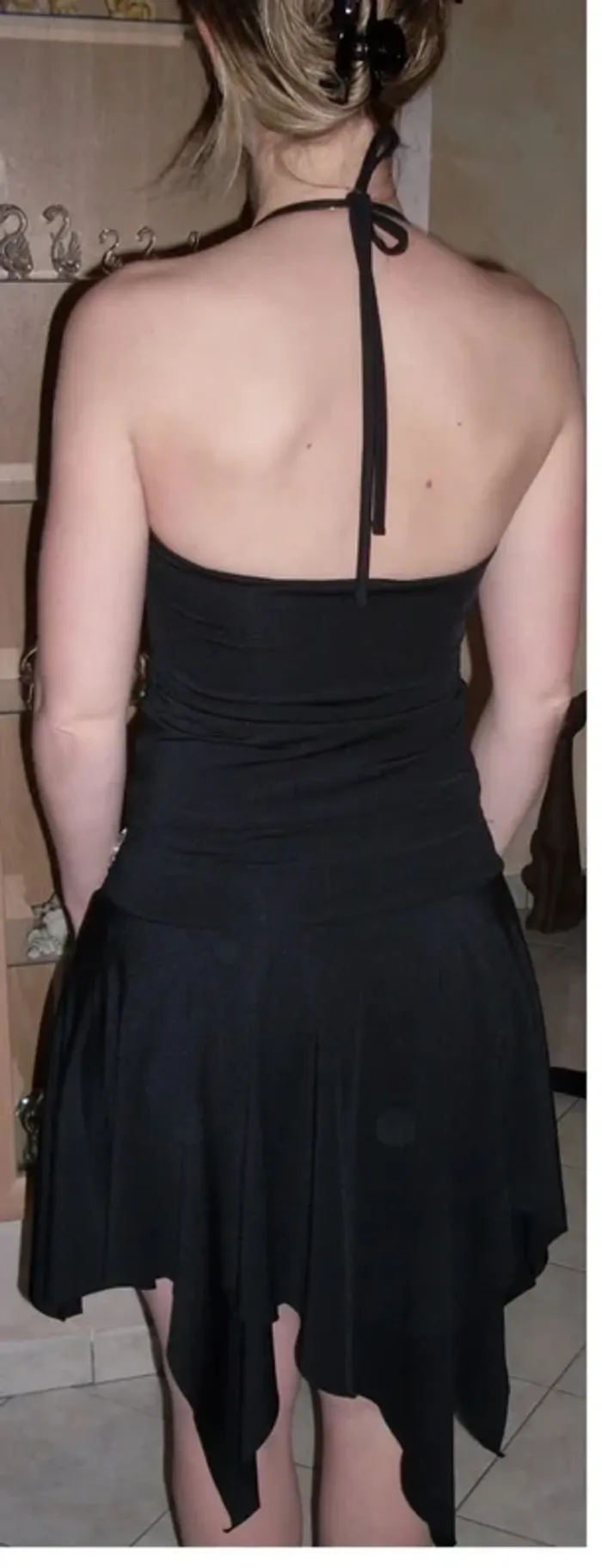 💕Magnifique robe de soirée noire ceinture strass taille XS neuve (photos portée) - photo numéro 7