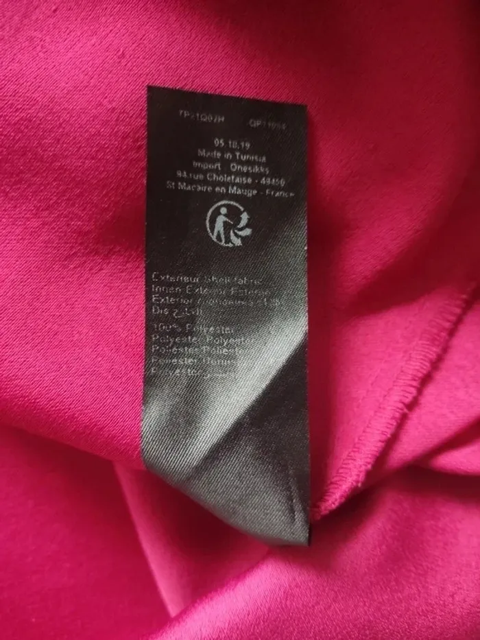 Blouse manches longues rouge framboise col V dentelle noire taille L I.Code - photo numéro 10
