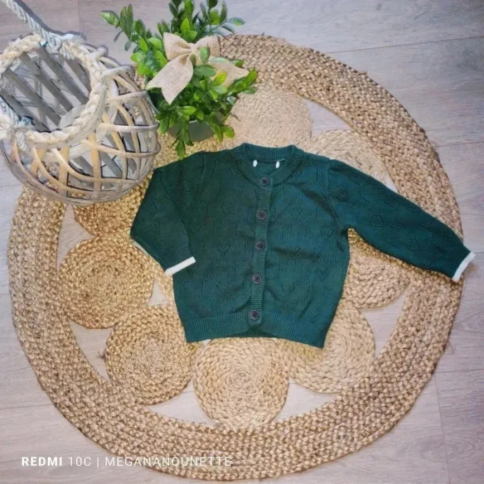 🍃 Gilet Tricot Fille – Taille 4 ans – Boutique Indépendante 💚