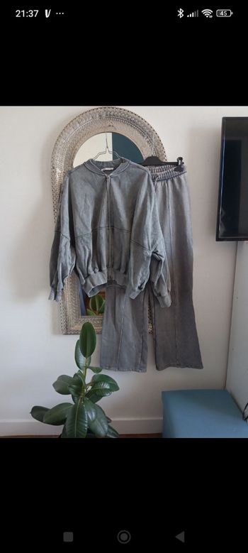 Ensemble jogging survêtement zara gris délavé