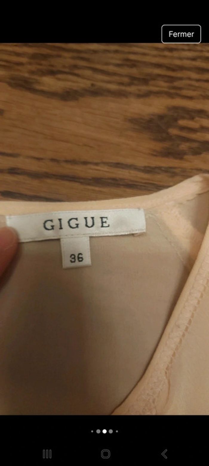 Jolie Blouse  100% soie rose pâle Gigue t 36 - photo numéro 8