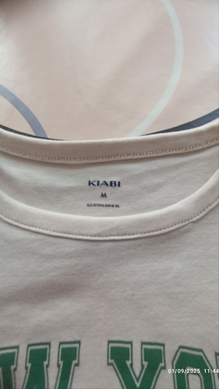 T-shirt court fille M kiabi crème New-York - photo numéro 2