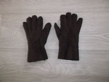 Gants simili daim marron fourrés TBE