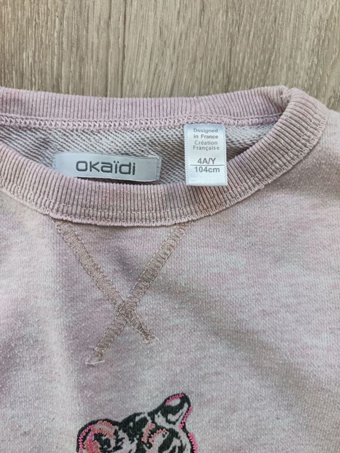 Lot 3 pulls fille 4 ans rose étoile tigre cœur Okaïdi DPAM - photo numéro 8
