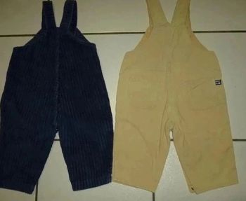 Lot de 2 salopettes garçon beige et bleu taille 6 mois tex/tom pouce -