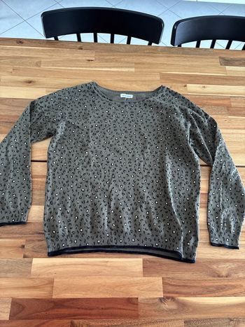 Pull léopard kaki et doré