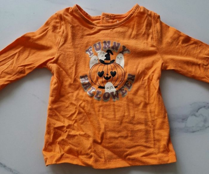 T-shirt orange "Funny Halloween" Kiabi 9 mois