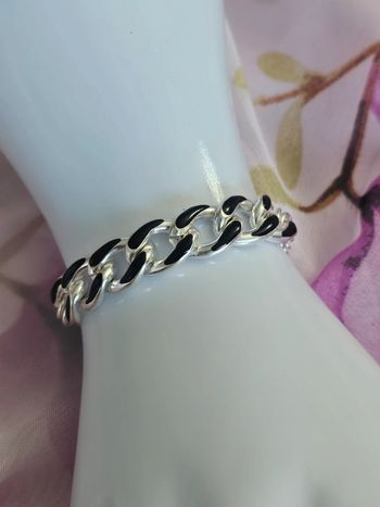 Bracelet réglable maillons noir/argenté, ikita, acier inoxydable