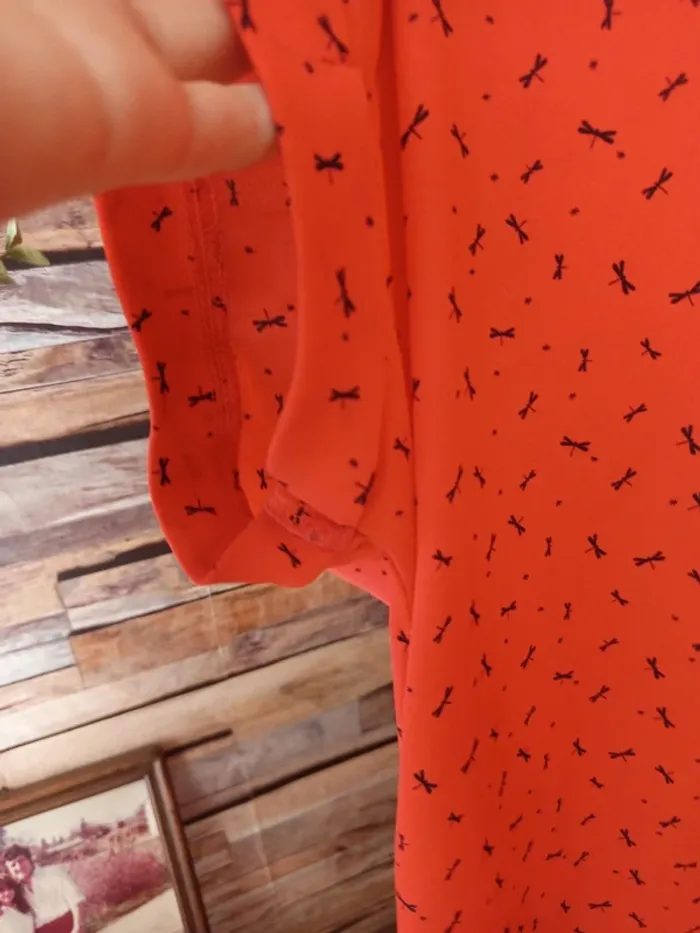 Blouse fluide légère orange motif libellule - photo numéro 5