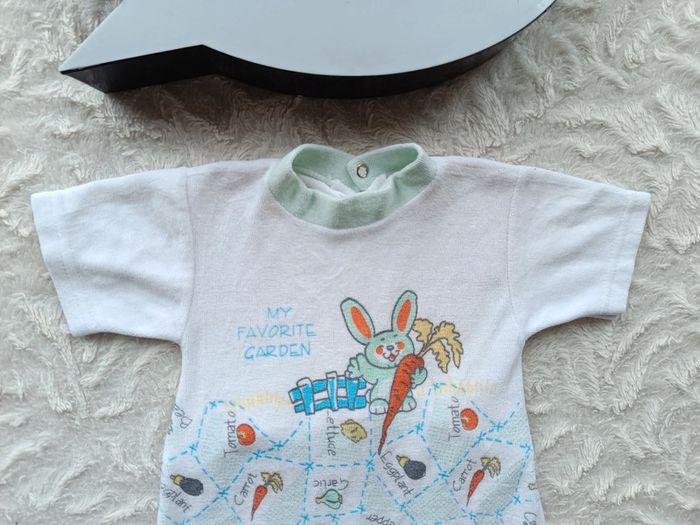 Combi short barboteuse combinaison velours Mixte 1 mois Lapin my favorite garden lapin - photo numéro 3