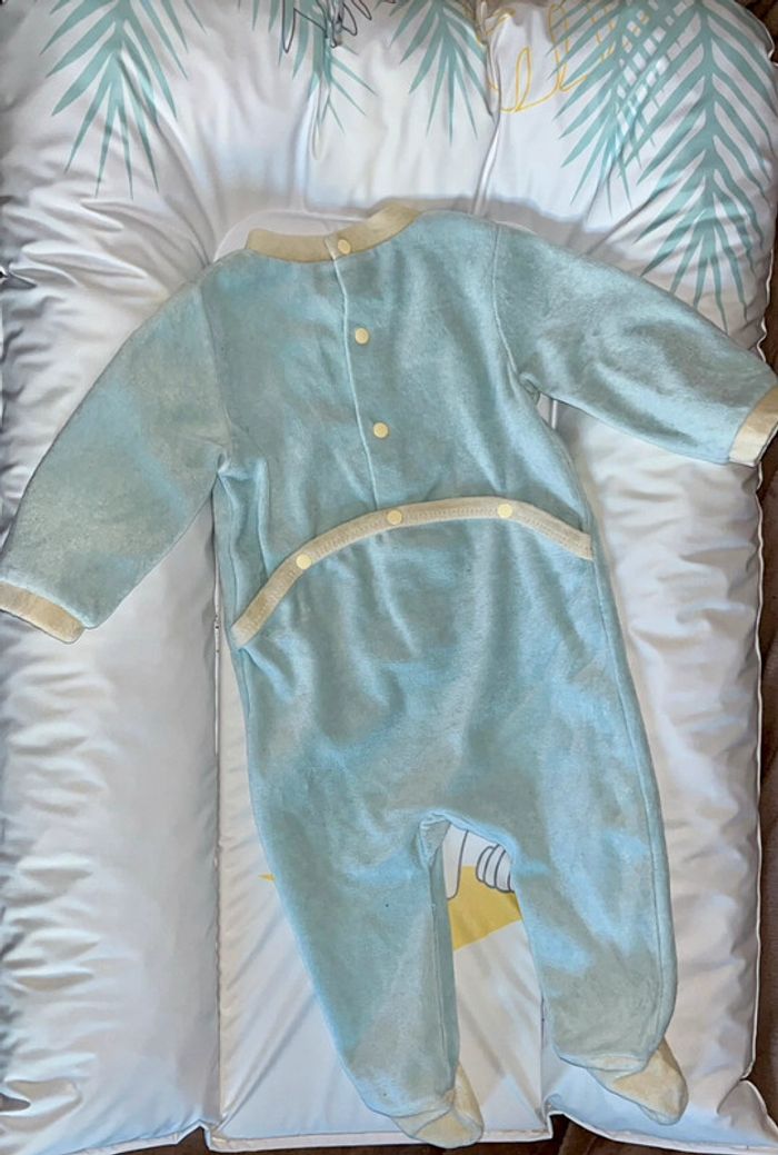 Pyjama velours lapin bleu et jaune 6mois gemo - photo numéro 2