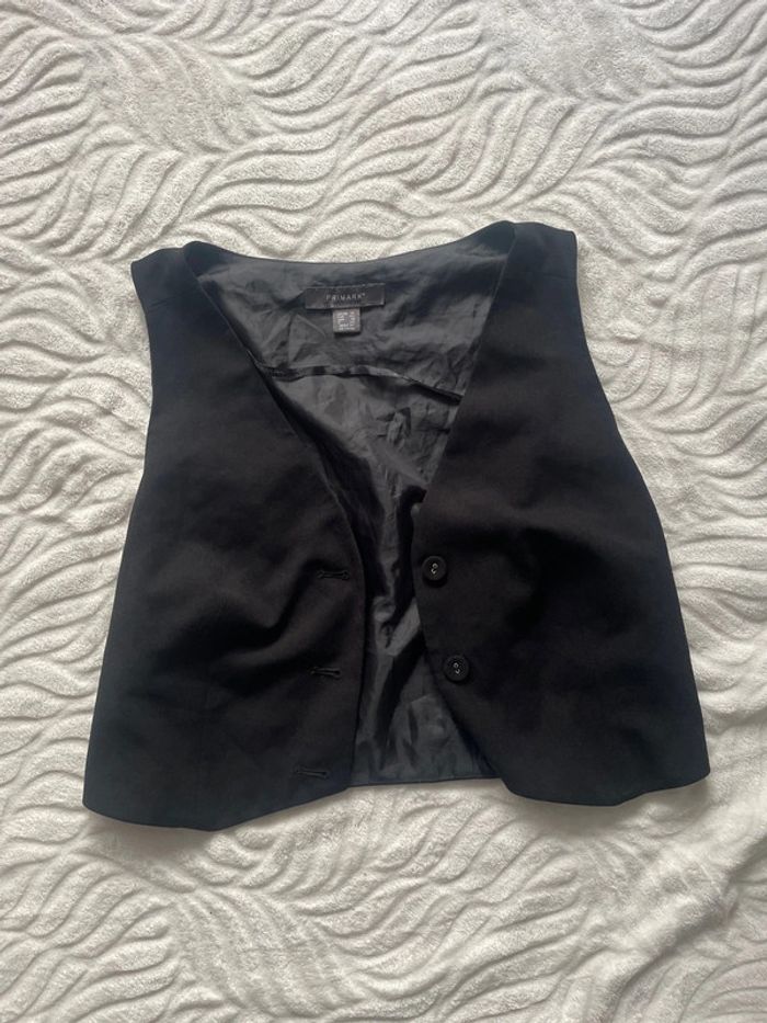 Gilet costume col V noir structuré