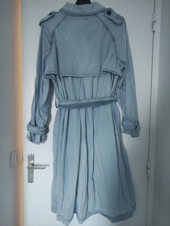 Longue veste jean délavé camaïeu taille L - photo numéro 2