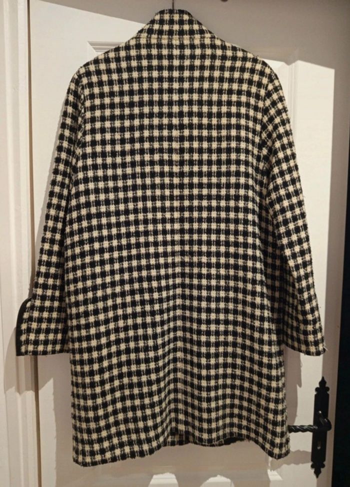🔝 Manteau long carreaux vichy similicuir Gérard Pasquier noir et blanc L 40 laine et nylon - photo numéro 2