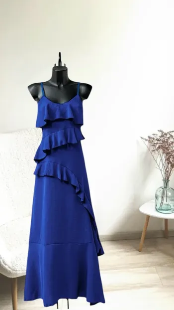 Superbe robe longue bleu électrique