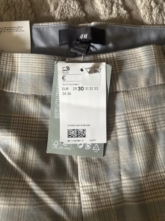 Pantalon homme H&M Slim Fit à carreaux – Neuf avec étiquette - photo numéro 3