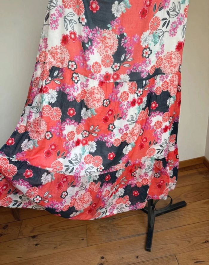 Superbe jupe longue neuve Promod fleurie fluide coton 🌸 36 S - photo numéro 4
