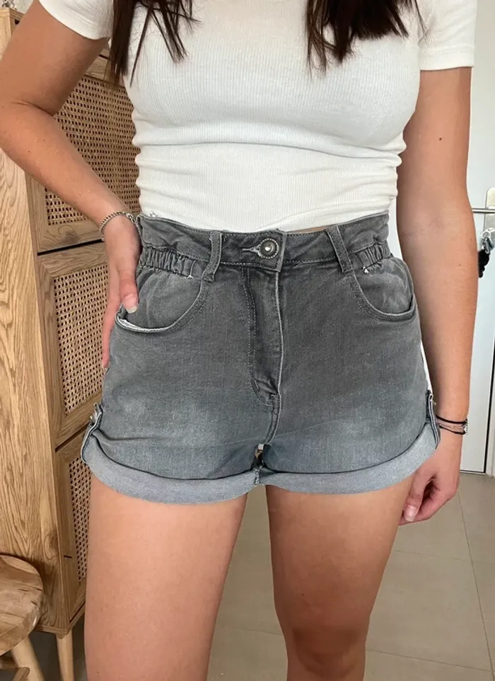 Short en jean gris Denim - photo numéro 2