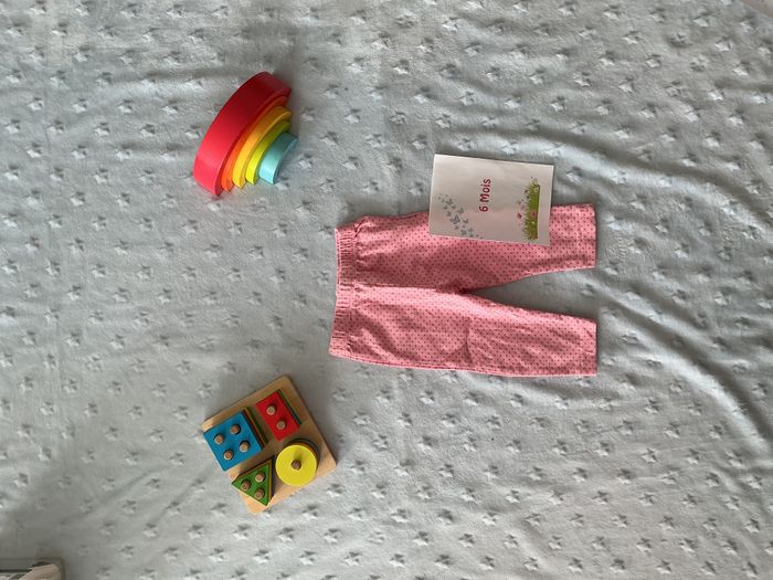 legging rose à pois gris 6 mois taille élastique u tout petits - photo numéro 1