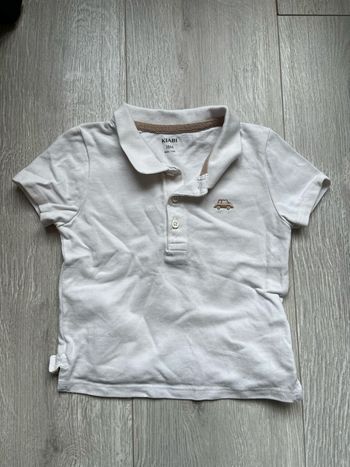 Polo manches courtes Kiabi - Blanc & Broderie voiture - 18 mois