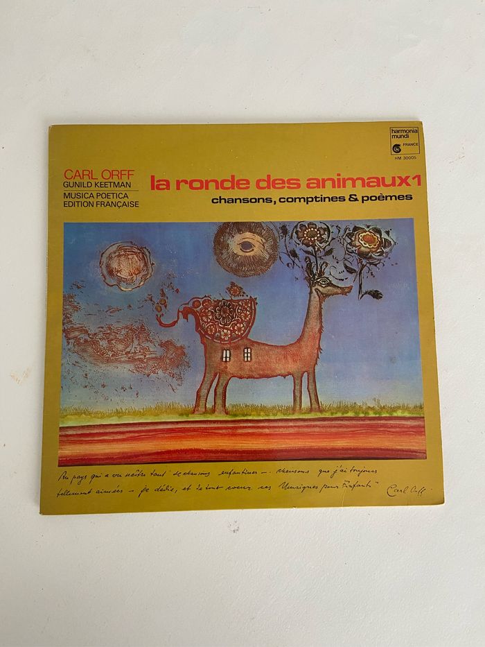 Disque 33 tours la ronde des animaux 1 chansons comptines et poèmes
