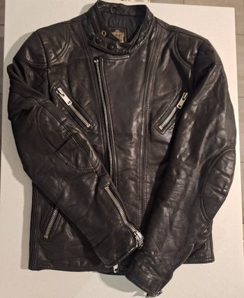 Veste biker cuir veritable vintage primium taille 30 XS style motard