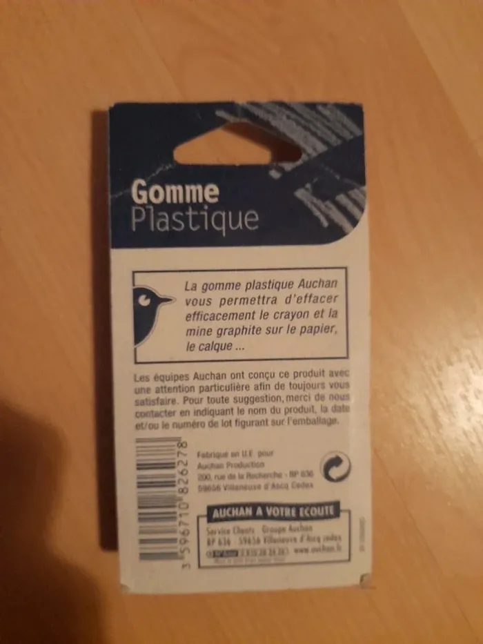 Lot de 2 Gommes Blanches Neuves - Marque Auchan - photo numéro 2
