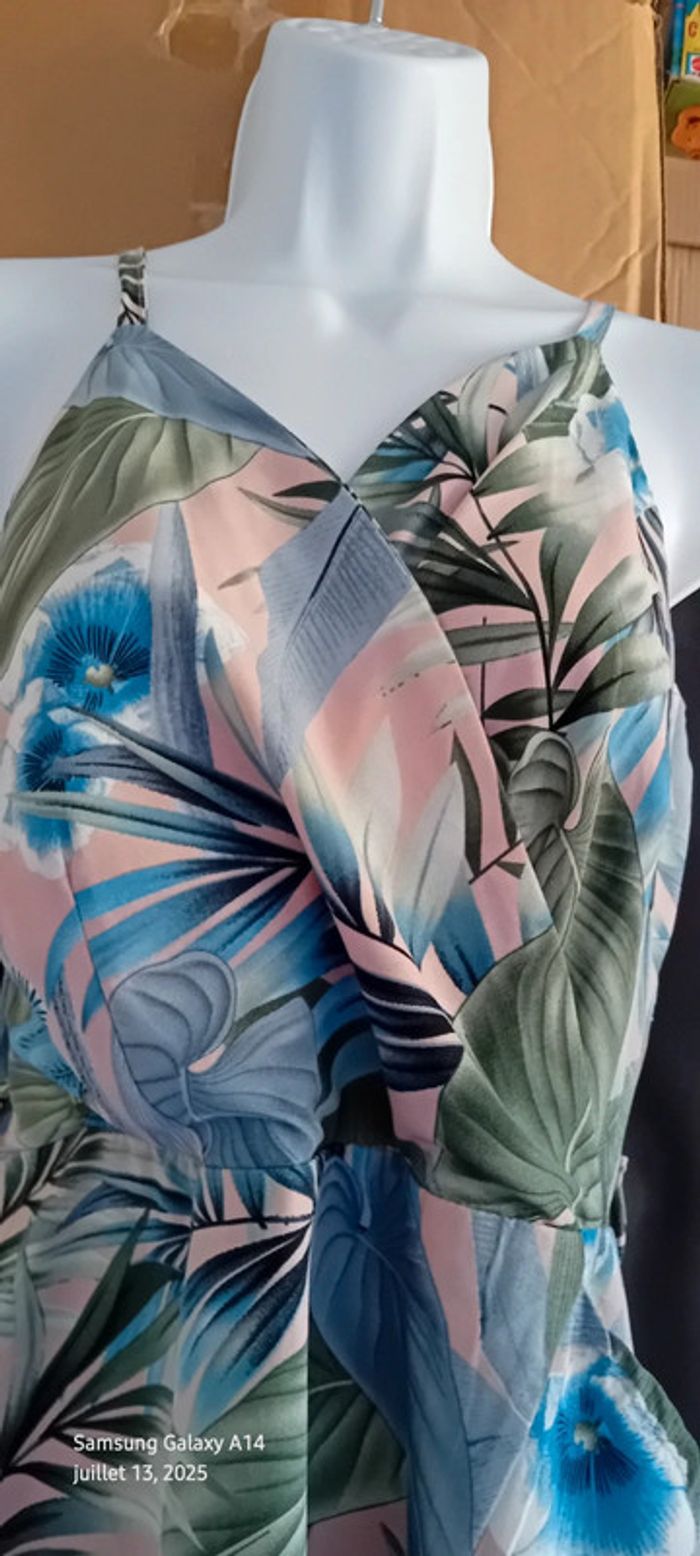 Robe estivale bas volanté ouvert imprimé fleurs zhu su feng femme M - photo numéro 6