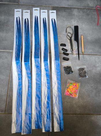 Kit d'extension mèche bleu pailleté neuve