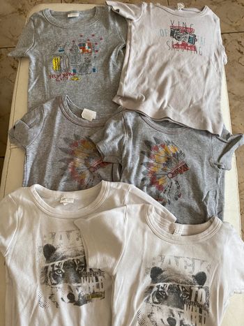 Lot 6 maillots t-shirt tricot de peau 4 ans Absorba