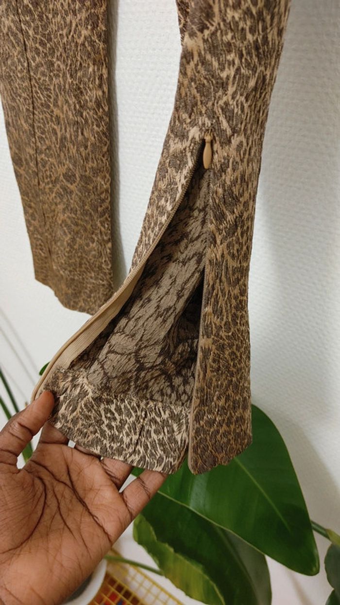 Très belle ensemble veste matelassé chaude imprimer doré style animal léopard en soie laine viscose - photo numéro 12