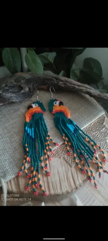 Boucles d'oreilles jolis perroquets perlés