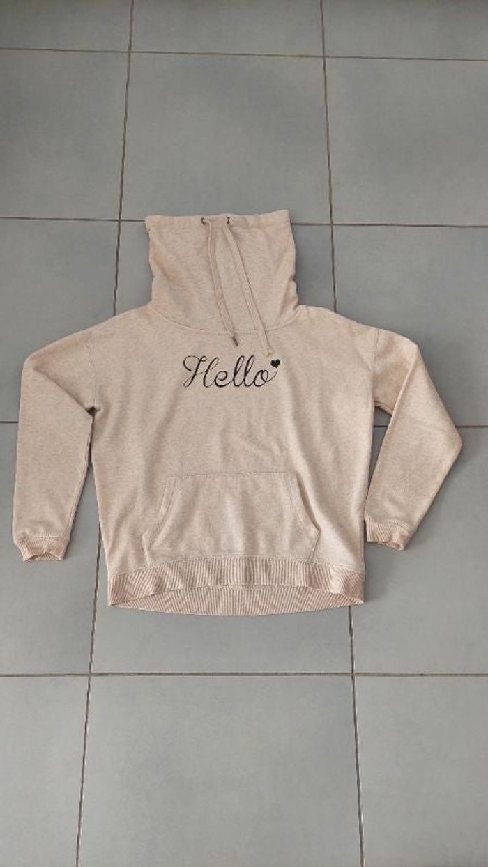 Sweat beige chiné avec col large Atmosphère Taille M / 38