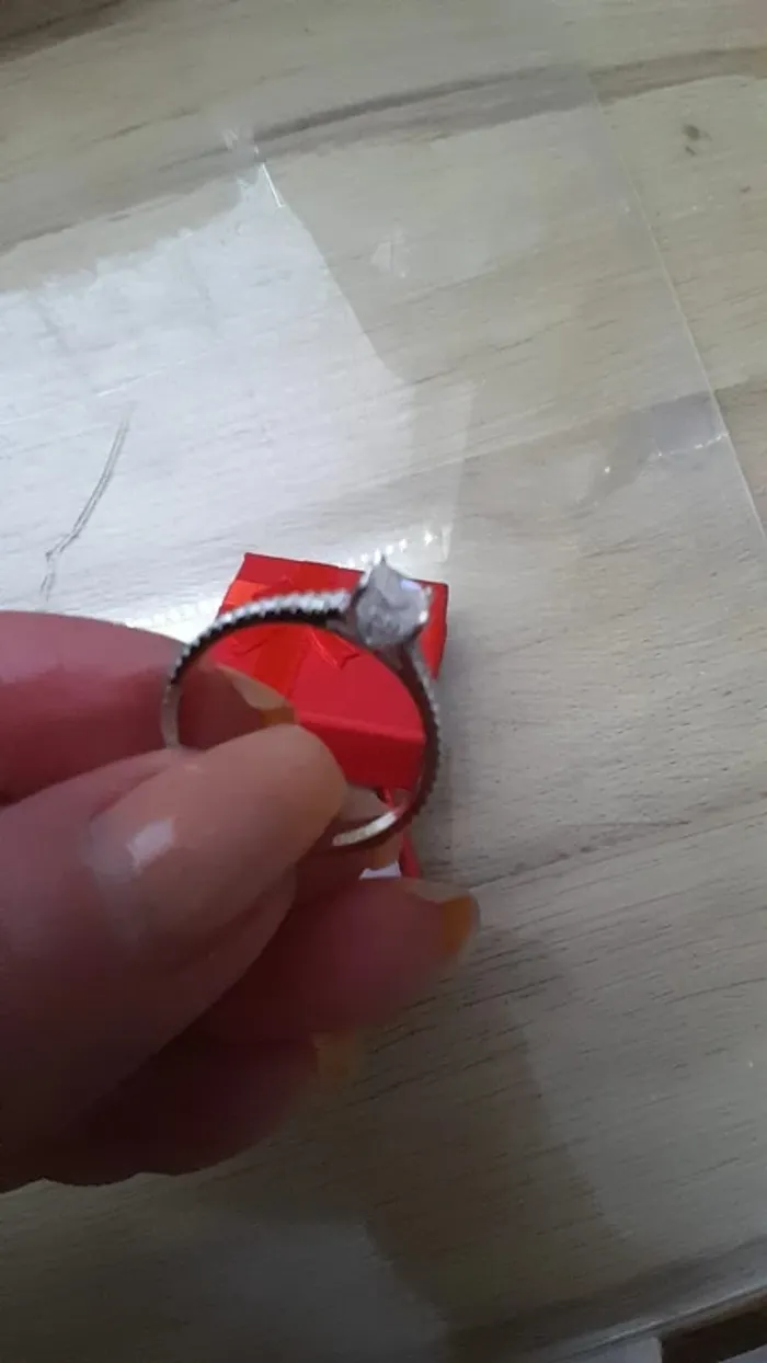Bague avec strass, pierre transparente, argent 925, taille 60 - photo numéro 5