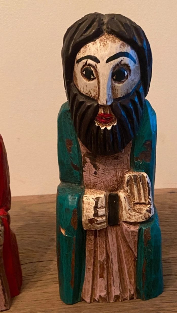 Ensemble de 3 statues en bois colorées - photo numéro 5