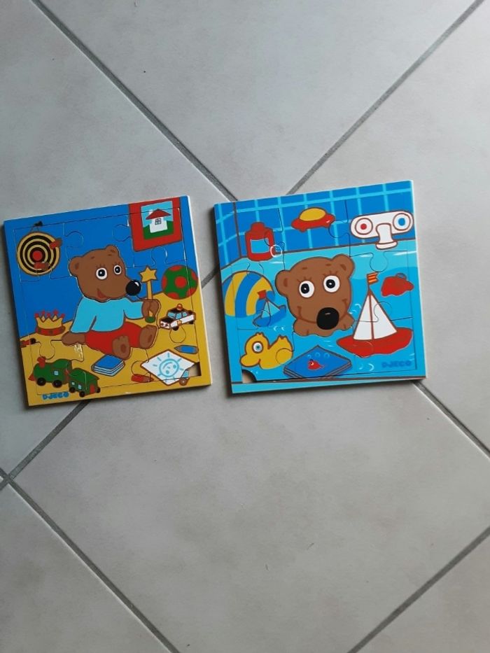 Lot de 2 puzzles de 9 pièces chacun images ours marque djeco - photo numéro 2