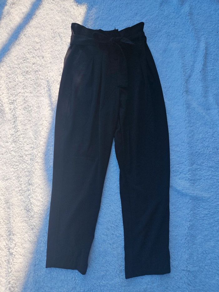 Pantalon Fluide paperbag Noir - photo numéro 2