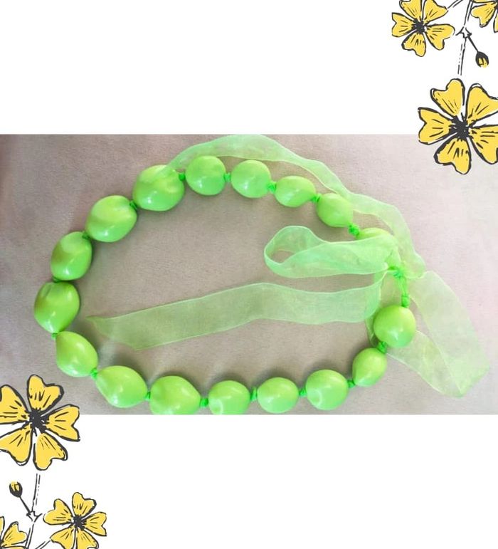 Collier vintage perles vert pistache et ruban organza – A nouer _ Collection Émeraude Urbaine - photo numéro 8