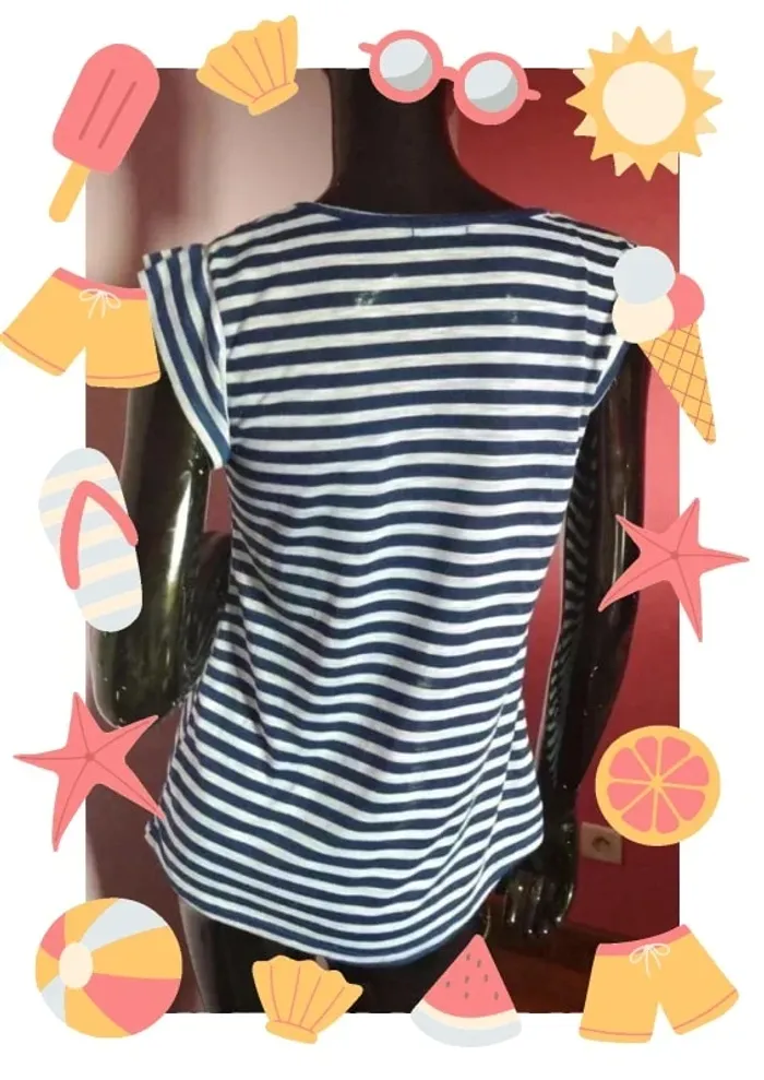 Tee shirt fin marinière à motifs - photo numéro 4