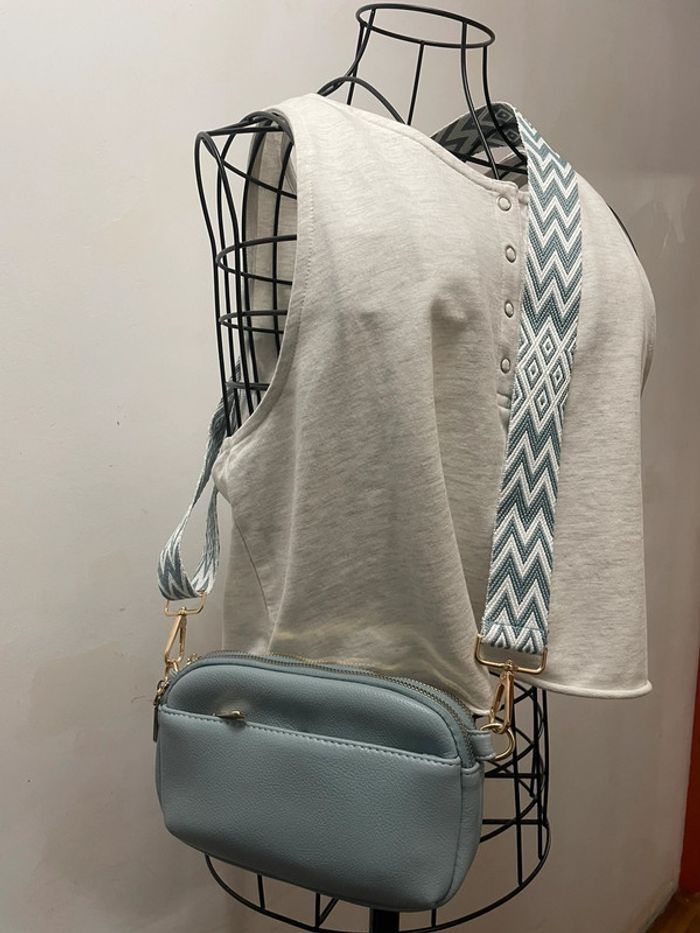 Sac bandoulière large en cuir PU bleu neuf - photo numéro 4