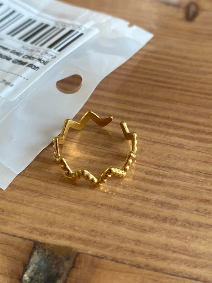 Bague en acier inoxydable dorée réglable - photo numéro 3