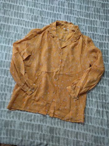 Chemise blouse chemisier rétro vintage orange pois taille 38