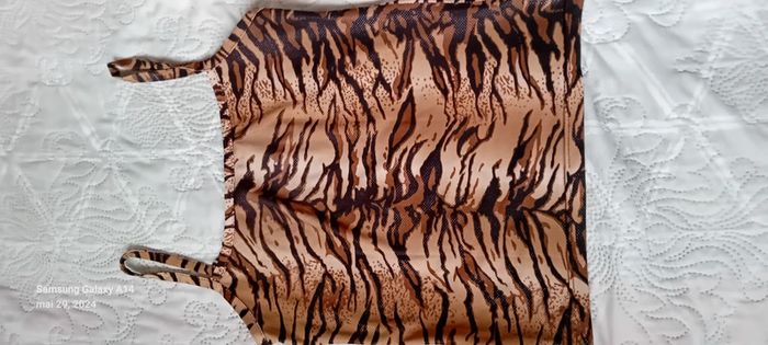 Haut fines bretelles motif zébré marron femme S - photo numéro 6