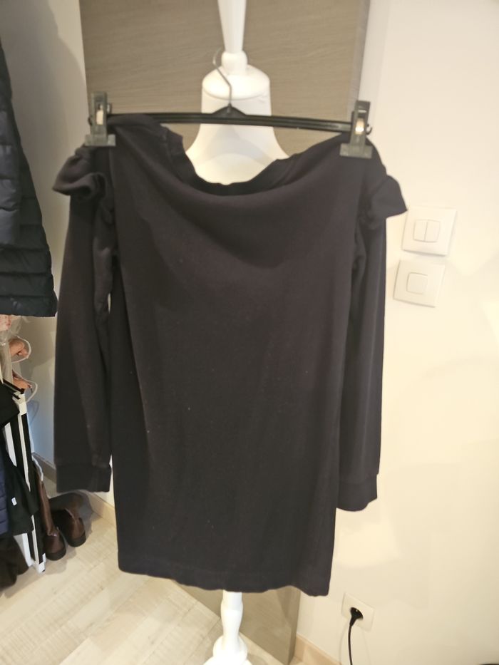 robe noire fille à volants manches longues coton bio 12/14 ans - photo numéro 5