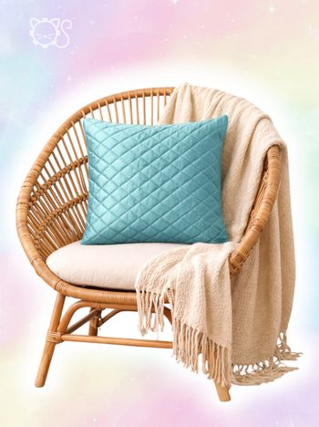 Housse coussin carré matelassé losange vert d'eau / Home Creation - 45×45 cm