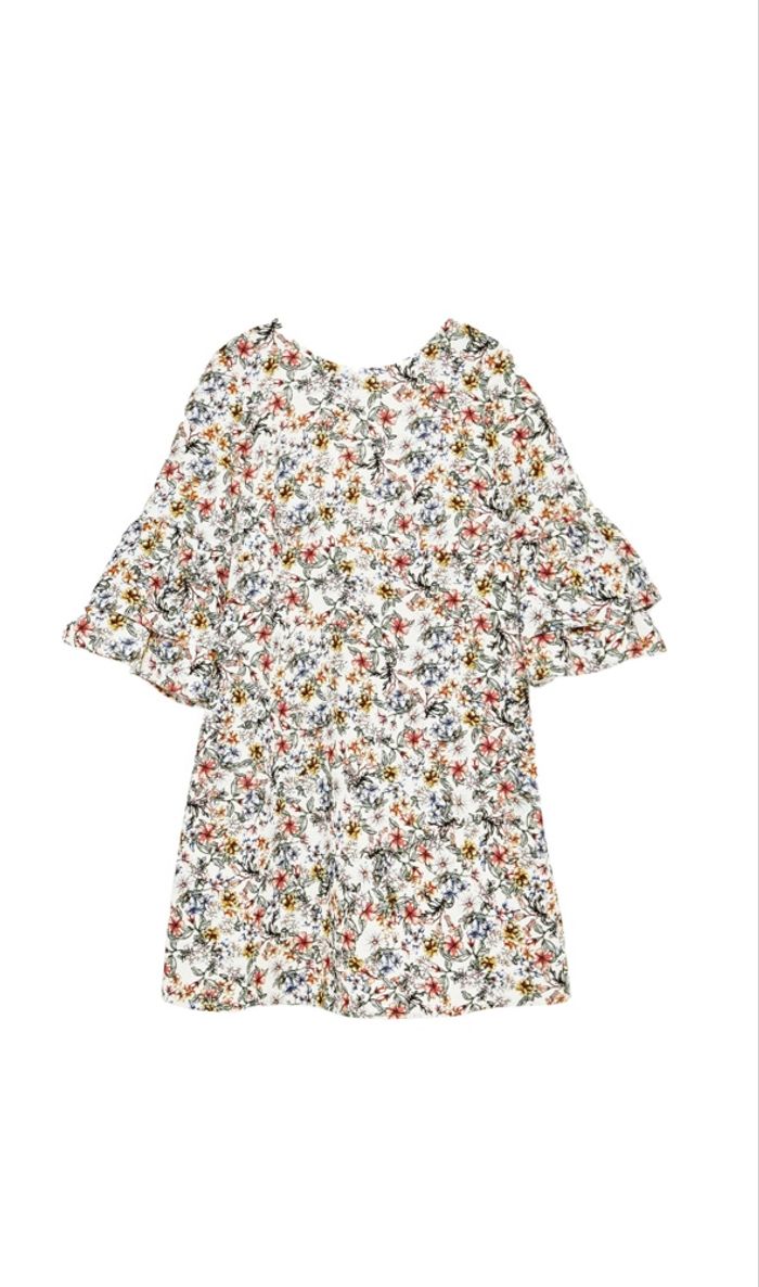 Robe fleurie blanche avec manches volantees zara basic taille Xs/34